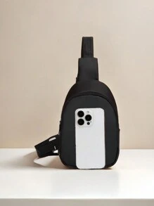 1 Pc Fashionable Universal Occasions Fashionable Nylon Zipper Letter Chest Bag, Suitable For Daily Use By Boy And Girl (Handmade Diy Bag!!!), Stickers Mini Casual Mobile Phone Upright Coin Wallet Back To School Travel Gift (Requires Self Pasting Letters), Suitable For Girl, Multifunctional Use, Shopping Games, Birthday Gifts, Christmas Gifts For Families - Black Waist Bag + White Letters - View 5