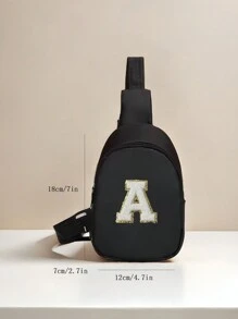 1 Pc Fashionable Universal Occasions Fashionable Nylon Zipper Letter Chest Bag, Suitable For Daily Use By Boy And Girl (Handmade Diy Bag!!!), Stickers Mini Casual Mobile Phone Upright Coin Wallet Back To School Travel Gift (Requires Self Pasting Letters), Suitable For Girl, Multifunctional Use, Shopping Games, Birthday Gifts, Christmas Gifts For Families - Black Waist Bag + White Letters - View 8