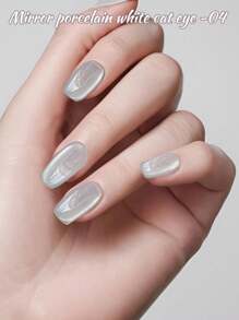 1瓶（10毫升）银白色猫眼UV/LED指甲油凝胶，适合家庭美甲沙龙、DIY、秋冬季日常美甲使用 - 銀色 - 查看 3