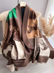 قطعة واحدة من الوشاح/الطرحة النسائية المصنوعة من لمسة كشمير مزيف ذو نسيج الجاكارد ذو الحشوة السميكة والدافئة للاستخدام اليومي متعددة الاستخدامات