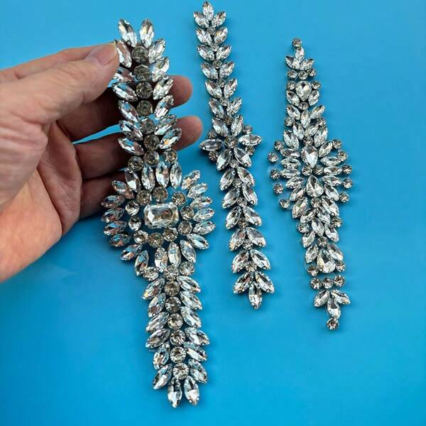 1pc Crystal Rhinestone Claw Shape Glass Drill Chain For DIY Fashion Accessories, Jewelry, Belt, Garment, Wedding Dress, Bag, Shoes Decor