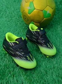 1 Pair Unisex Classic Embossed & Graffiti Design Kids/Children Outdoor Training Football Shoes, Low-Top Long Studs Non-Slip Wear-Resistant Breathable Boys/Girls Training Sports Shoes