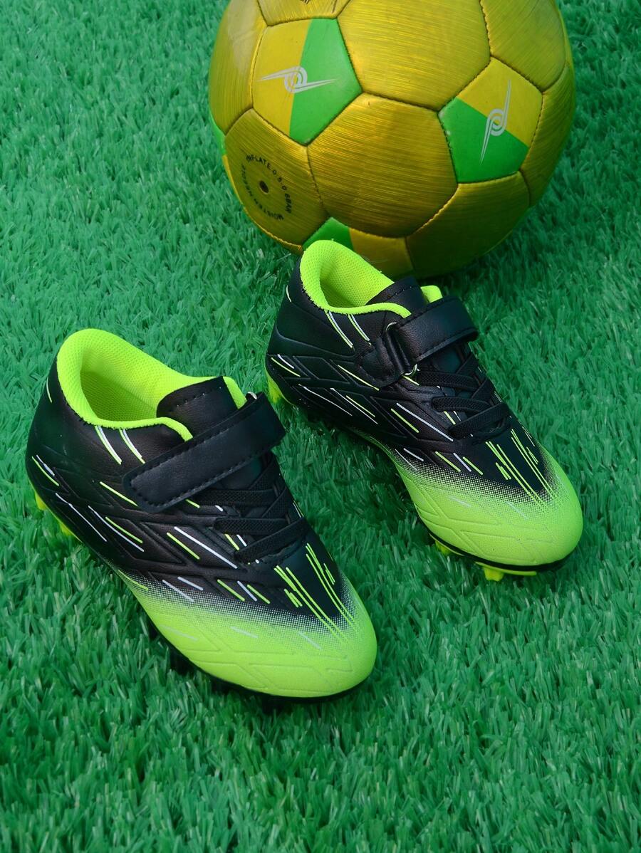 1 Pair Unisex Classic Embossed & Graffiti Design Kids/Children Outdoor Training Football Shoes, Low-Top Long Studs Non-Slip Wear-Resistant Breathable Boys/Girls Training Sports Shoes