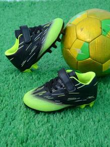 1 Pair Unisex Classic Embossed & Graffiti Design Kids/Children Outdoor Training Football Shoes, Low-Top Long Studs Non-Slip Wear-Resistant Breathable Boys/Girls Training Sports Shoes