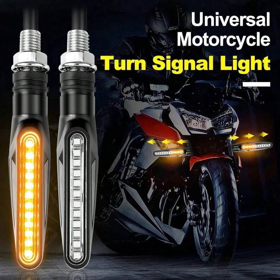 Señales de giro LED para motocicleta, indicadores direccionales, luz de freno y luz de freno intermitente, luz de señal de parada, lámpara DRL para motocicleta - 2 piezas - Ver 1