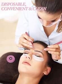 50pcs Eyelash Extension Glue Holder, Eyelash Extension Tools Rack Tray Pads, Pink Plastic Flower Shape Eyelash Extension Glue Pad With Self-Adhesive Back For Eyelash Extension, Nail Art Or Tattoo Ink Applying - Multicolor - View 7