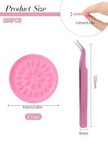 50pcs Eyelash Extension Glue Holder, Eyelash Extension Tools Rack Tray Pads, Pink Plastic Flower Shape Eyelash Extension Glue Pad With Self-Adhesive Back For Eyelash Extension, Nail Art Or Tattoo Ink Applying - Multicolor - View 9