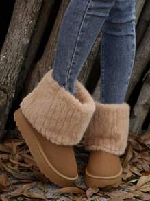 Lelaki Womens Snow Boots - Fluffy Faux Fur Lined Short Winter Casual Platform Shoes For Warmth And Style - 棕色 - 查看 5