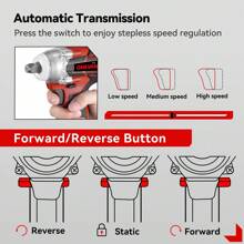 Electric Wrench,1/2" 520Nm Torque Impact Wrench Screwdriver Cordless Power Tools Set Tools