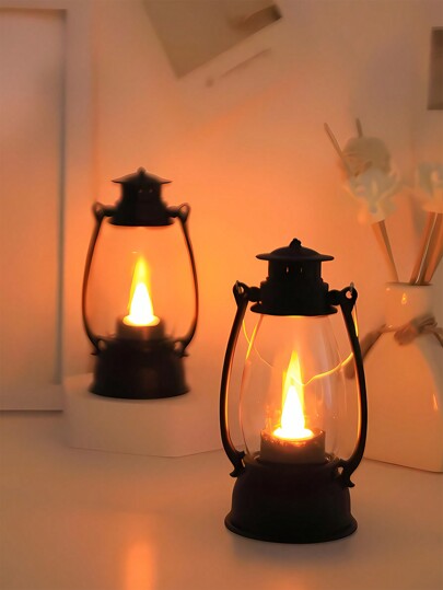 1 pieza Lámpara de pie de estilo vintage con vela oscilante, linterna decorativa, luz nocturna para camping, luz decorativa ambiental LED para dormitorio, estilo INS