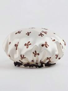 1 pieza Gorro de baño impermeable de doble capa con estampado de lazo, gorra protectora para el cabello para la cocina, limpieza, ducha, unisex