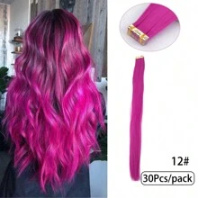 10片装和30片装合成直发，24英寸PU胶带式合成直发接发，迷你胶带式接发，隐形彩色胶带式接发，适合日常聚会、节日、情人节、狂欢节等场合（24英寸，10片/包，35克） - 彩色 - 查看 17