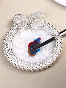 Paleta de uñas de plata, oro y rosa, soporte para exhibir el arte de uñas, pajarita brillante, rhinestones, bandeja para esmalte de gel, pigmento variado para decoración de uñas