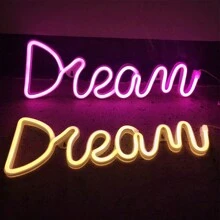 LED Dream Shape Neon Light, Blue Pink Neon Sign Illuminate Art Wall Decor Light Waterproof LED Night Light With Lamp For Christmas Birthday Party Room Wedding Holiday Supply - 藍色 - 查看 5