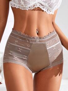 4 件套女士性感蕾丝边透明网眼高腰丁字裤