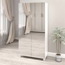 Large Shoe Storage Cabinet With Mirror For Entrance,Living Room Storage Cabinet With 4 Drawers,4 Door Wardrobe Closet With Mirrors For Bedroom,White (31.5"W X 19.7"D X 70.9"H)