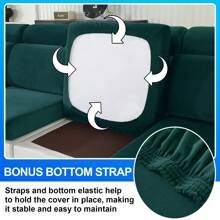 YSTYLE Housse Coussin Canapé Velours, Housse De Coussin Extensible, Universelle Housse Coussin Canape, Housse Assise Canapé Antidérapante, Housse Dossier Canapé - Dark Green - View 4