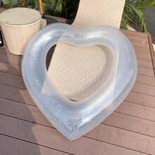 1pc Sequin & Pearl Heart Shaped Adult Swimming Float Circle, Outdoor Pool Party Floatie