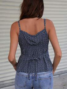 Women Y2k Vest Cami Top Floral Low Cut Ruffle Hem Spaghetti Strap Babydoll Shirts Fairy Grunge Aesthetic Streetwear