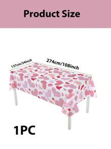 1 块 137*274 厘米粉色和红色心形塑料桌布，适合情人节、婚礼、露营、所有节日、爱情主题派对 - 彩色 - 查看 9
