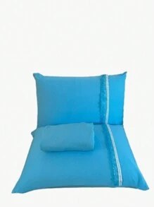 2-Piece Single Bed Sheet Set 100% Cotton Mesh - Sheet And Pillowcase - 24 Thread Count - 135 Grammage - Azul - Ver 2