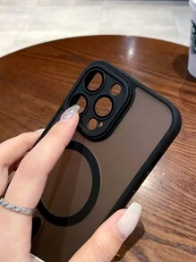 1 Piece Matte Magnetic Skin Touch Phone Case With Lens Film Protection Compatible With IPhone 15pro Max/14/13/12/11 - Black - View 7