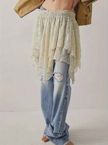 Women's Summer Mini Skirts Irregular Hem Lace Floral Skirt For Daily, Travel, Parties