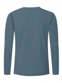 Spring Autumn New Men Long Sleeve Solid Color Round Neck Henry's Shirt Men Sport T Shirt