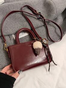Bolsa vintage de nicho vermelho vinho, pequena, moderna e versátil, com fecho de zíper, em couro sintético, ideal para viagens diárias e presente para encontros