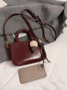 Bolsa vintage de nicho vermelho vinho, pequena, moderna e versátil, com fecho de zíper, em couro sintético, ideal para viagens diárias e presente para encontros