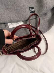 Bolsa vintage de nicho vermelho vinho, pequena, moderna e versátil, com fecho de zíper, em couro sintético, ideal para viagens diárias e presente para encontros