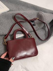 Bolsa vintage de nicho vermelho vinho, pequena, moderna e versátil, com fecho de zíper, em couro sintético, ideal para viagens diárias e presente para encontros
