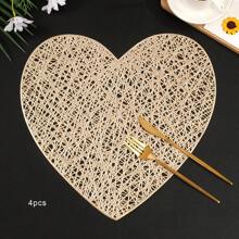 1pc/4pcs/6pcs Heart-Shaped Knotted PVC Waterproof Anti-Oil Placemat For Kitchen, Dining Table, Hotels, Restaurants, Holiday Decor, Heat Insulation For Valentine's Day - Love Line Placemat - View 18