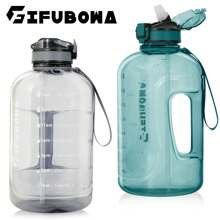 GIFUBOWA Botella de agua grande de 3L con asa y pajita, 105 onzas, jarra deportiva gigante de 0.8 galones, botellas motivacionales de 3 litros a prueba de fugas para el gimnasio, yoga, acampada, exterior y viajes - Multicolor - Ver 3