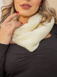 Knitted Collar Scarf Double Wrap Soft Wool Winter Fashion - transparente - Ver 2