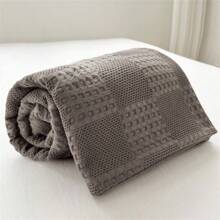 1pc Soft & Comfortable Waffle Blanket - 100% , Skin-Friendly, Solid Color, Suitable For Bed, Sofa, Pillow - Perfect For Relaxation And Cuddling - Dark Gray - View 10