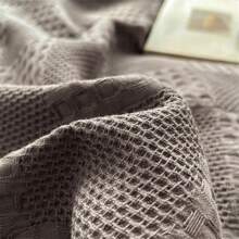 1pc Soft & Comfortable Waffle Blanket - 100% , Skin-Friendly, Solid Color, Suitable For Bed, Sofa, Pillow - Perfect For Relaxation And Cuddling - Dark Gray - View 8