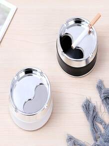 1 pièce Cendrier élégant, cendrier en acier inoxydable résistant aux rayures, anti-renversement avec couvercle résistant au vent, pour la maison, le café, le bar, la voiture