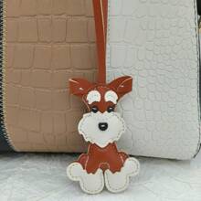 1 pieza Llavero con forma de perro Schnauzer de estilo de moda de PU, llavero de animal bonito, adecuado para bolsos, lindo accesorio colgante para bolso, novedoso llavero de mujer para llaves y billeteras, accesorio de coche, colgante para mochila escolar con diseño animal