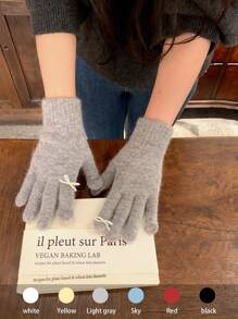 1 paar gebreide handschoenen met imitatieparels en strik, warm en stijlvol voor vrouwen en studenten, geschikt voor fietsen, herfst/winter Valentijn
