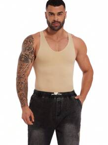 Men Full Body Shaper Underwear Slimming Compression Bodysuit Breathable Tummy Control Shapewear Abdomen Waist Trainer Corset - Beige - View 1