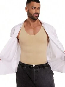Men Full Body Shaper Underwear Slimming Compression Bodysuit Breathable Tummy Control Shapewear Abdomen Waist Trainer Corset - Beige - View 6