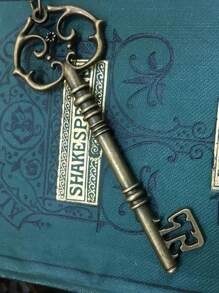 1 pieza Colgante de llave mágica misterio gótico, collar de joyería de brujería vintage de bronce plateado como regalo para hombres