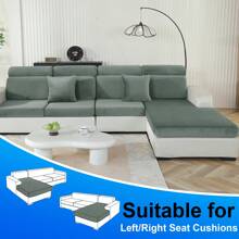 YSTYLE Housse Coussin Canapé Velours、Housse De Coussin Extensible、Universelle Housse Coussin Canape、Housse Assise Canapé Antidérapante、Housse Dossier Canapé - 淡綠 - 查看 2