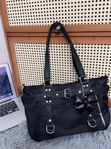 2024 Neue Studentenhandtasche für Frauen, Schultertasche mit großer Kapazität, süße Motorradtasche mit Premium-Nischendesign, Pendlertasche