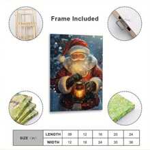 Christmas Poster Santa Claus Wall Art Decoration, Canvas Printing Vintage Poster, Suitable For Room Aesthetics, Bedroom, Bathroom, Living Room, Bar, Office, Dormitory Decoration, IDEAL GIFT-1 Pc Wooden Framed Canvas Painting Thickness Cm/0.9inch High Quality Wall Art Prints Poster Direct Hanging Wall Picture Decor For Home Gifts, Christmas Gift, Living Room, Bath Room, Bedroom, Kitchen