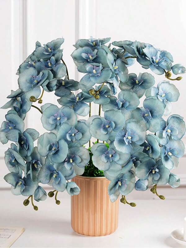 1/3/5 pièces Fleurs d'orchidée artificielles de printemps Bouquet d'orchidées en soie avec papillon Fausses plantes pour décoration de pièce, de centre de table, de mariage (bouquet de mariée), de fête d'anniversaire, de salle à manger, de salon, de vase, de jardin extérieur, de Saint-Valentin, de Noël, de remise de diplôme
