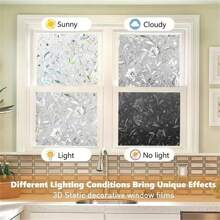 1 Roll Electrostatic Glueless Tulip Decorative Art Glass Window Film - Translucent Opaque Window Sticker For Living Room Office Home Decor With Laser Craft Design,90s Fashion, Gift, Living Room Decor, Home Bedroom Refresh,Kitchen Ideas, Bathroom Decor,Stickers,Wall Decal, Vinyl Decal For Home Decorations,Spring Decoration Items Refresh Your Home,Rama Decoration Stickers - White - View 12