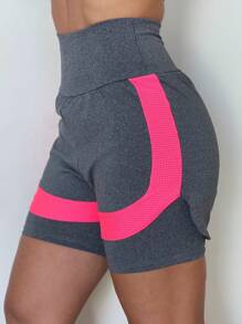 Double Fitness Gym Shorts With DryFit Detail - 灰色 - 查看 1