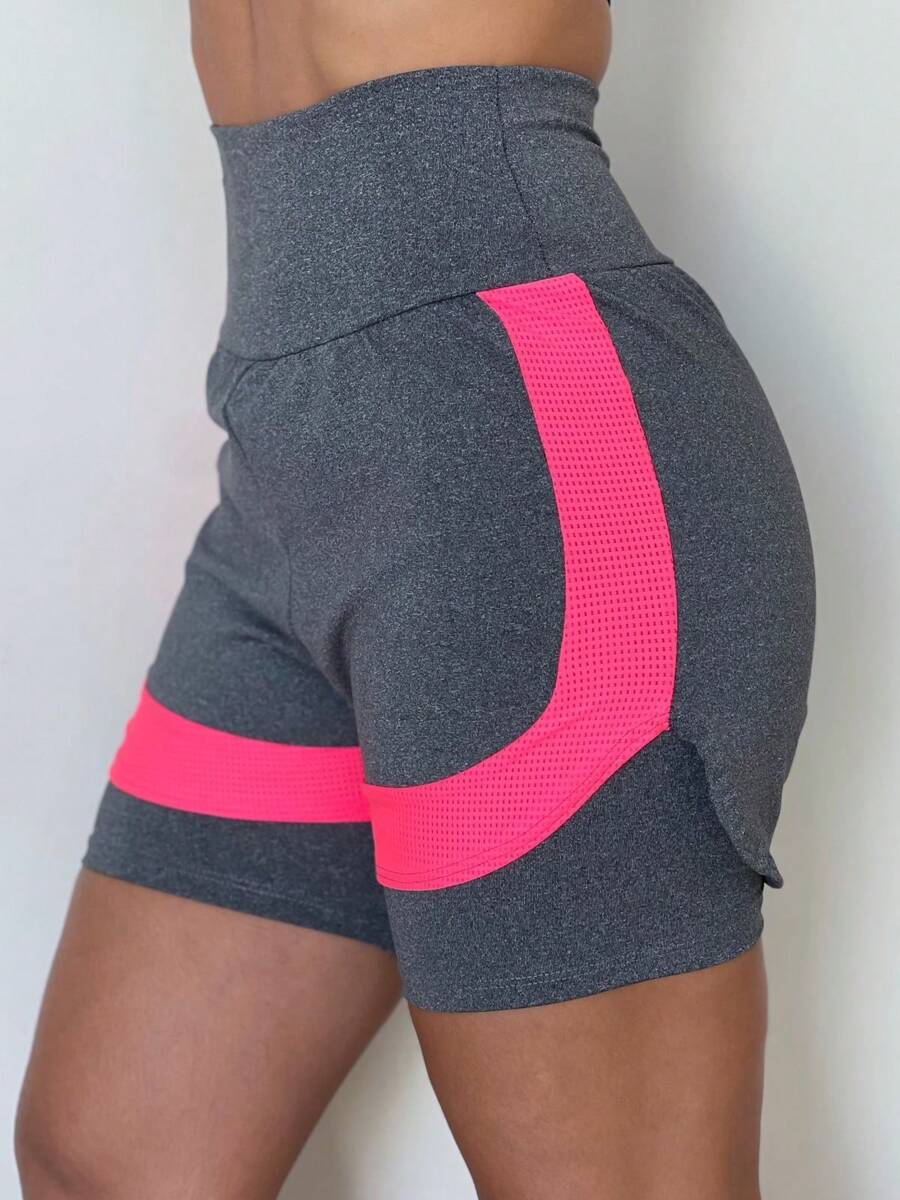 Double Fitness Gym Shorts With DryFit Detail - Xám - Xem 1